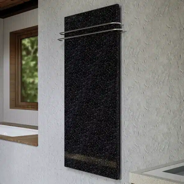 le sèche-serviettes électrique noir en granit Black Galaxy